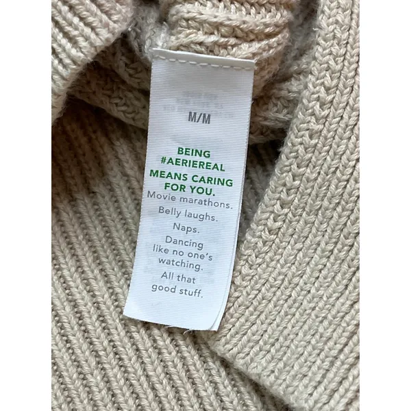 Aerie Ribbed Knit scoop neck Sweater Balloon Sleeve Cropped Relaxed Fit Size M - Image 5
