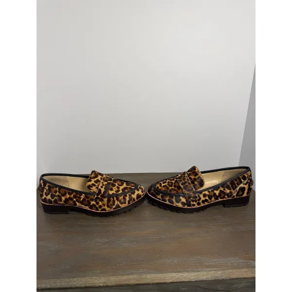 Vince Camuto Leopard Calf Hair Lug‎ Sole Loafers Size 7 New Statement - Image 2