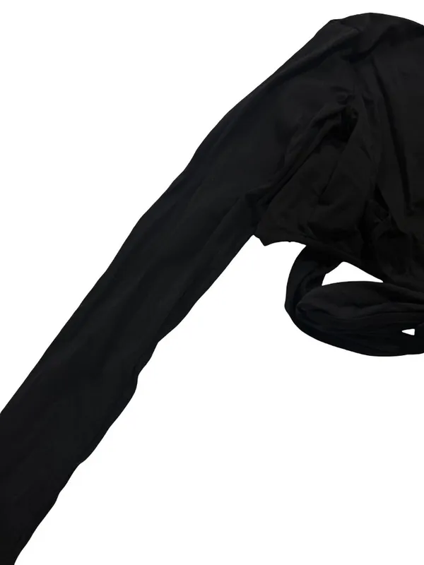 MW Luv (Made With Luv) Black Long Sleeve Wrap Crop Tie Waist V Medium Women's - Image 3