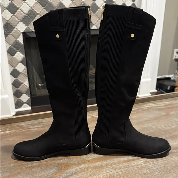 Kenneth Cole Wind‎ Stretch Riding Boots Black Suede Size 5 Classic Tall Boot - Image 5