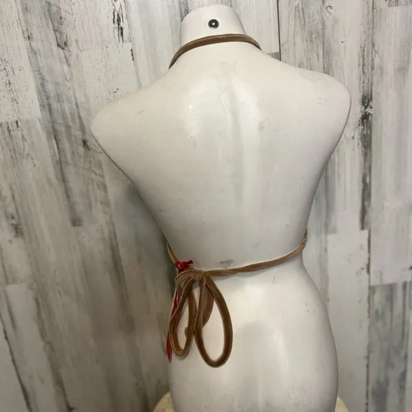Romeo + Juliet Couture Faux Leather Bikini Top Large Brown Halter Triangle Brale - Image 3