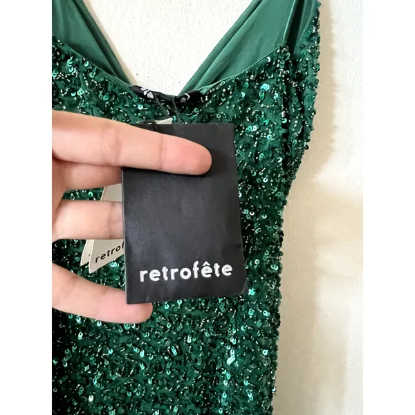 Retrofête Billie sequin-embellished midi dress Emerald Green Size S New - Image 7
