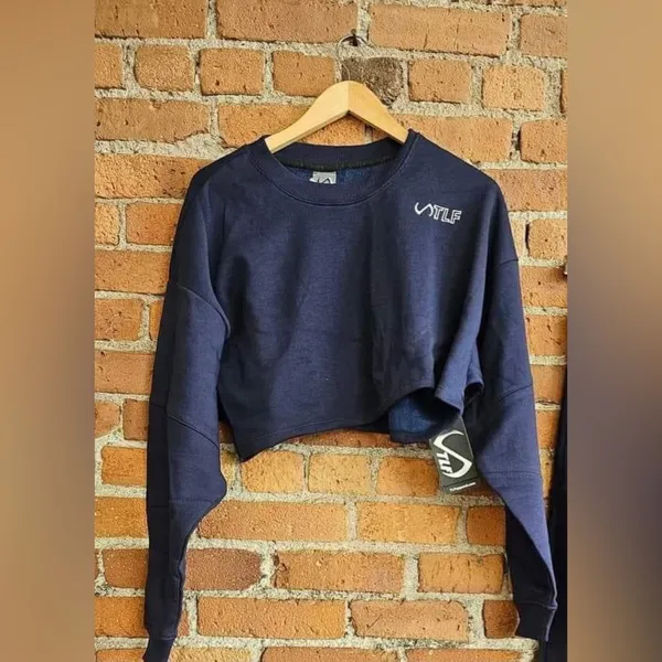 NWT TLF Chill Crop Sweatshirt & Sweatpants Deep Navy Set size-Small - Image 3