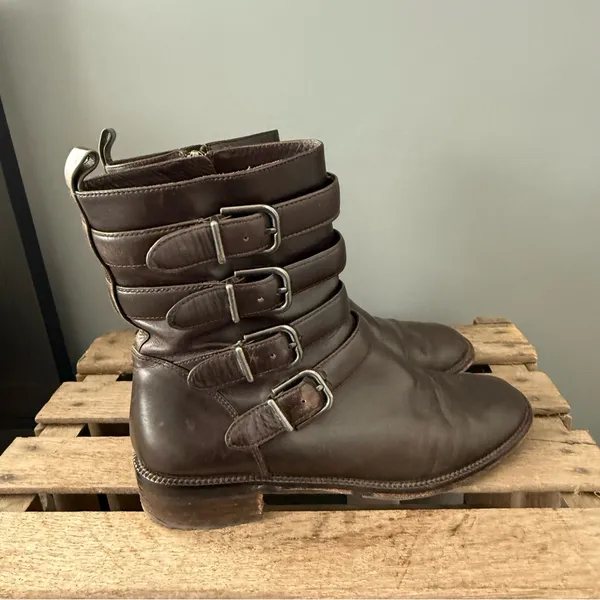 Via Spiga Bara Leather Moto Boots Brown Size 9 A24‎ - Image 5