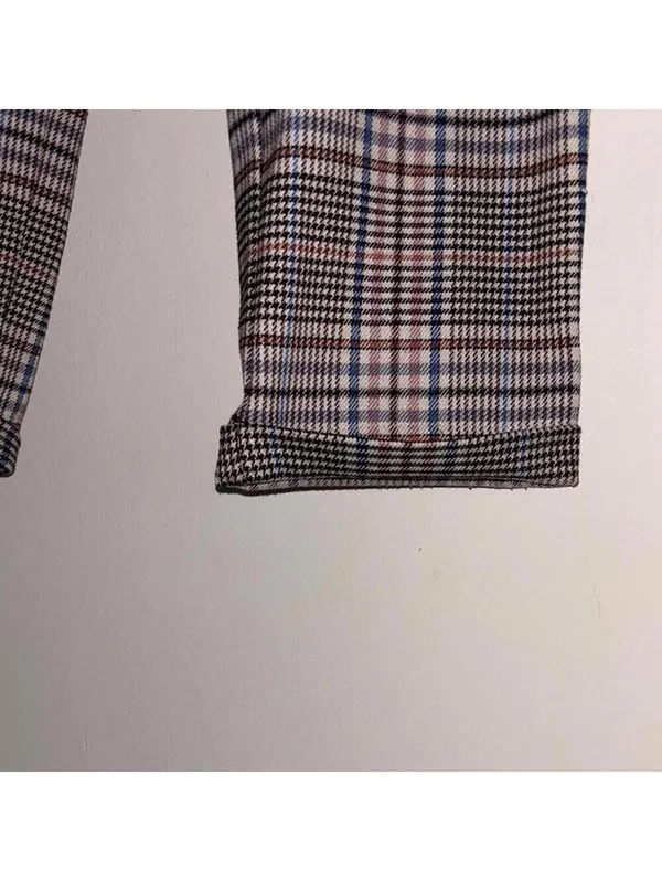 ✅By Anthropologie plaid tartan neutral color career pants trousers light wear - Image 4