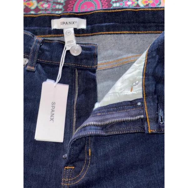 SPANX ReDefine Slim Straight Jeans Hayward Wash Dark Indigo High‎ Rise 10 - Image 6