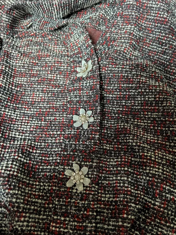 Tuckernuck Scout Tweed Jewel Flower Button Dress XS - Image 5