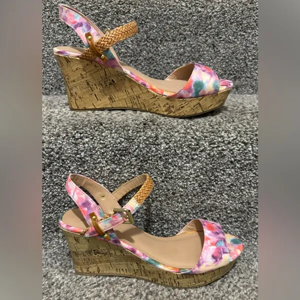 Mix No. 6 Zessi Floral Cork Wedge Sandals Ankle Strap Size 6.5 - Image 4