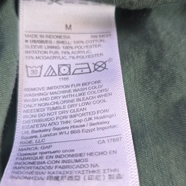 GAP‎ Women's Hooded Utility Parka Olive Green Size Medium - Image 8