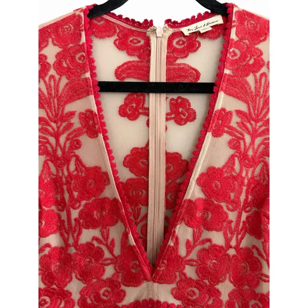 For Love‎ & Lemons Temecula Maxi Dress Red Floral Women's Size Medium - Image 3