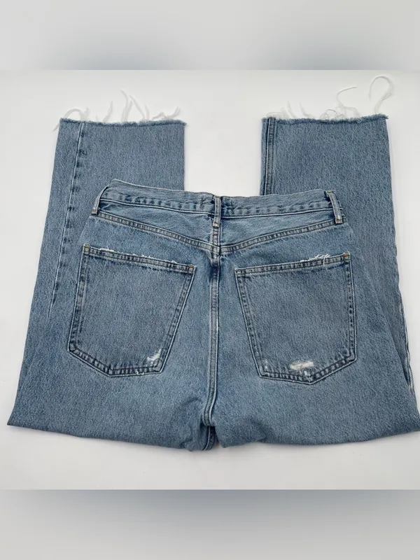 AGOLDE 90s Pinch Frayed Hem High Rise Straight Cropped Denim Jeans Sz 29 *READ* - Image 2