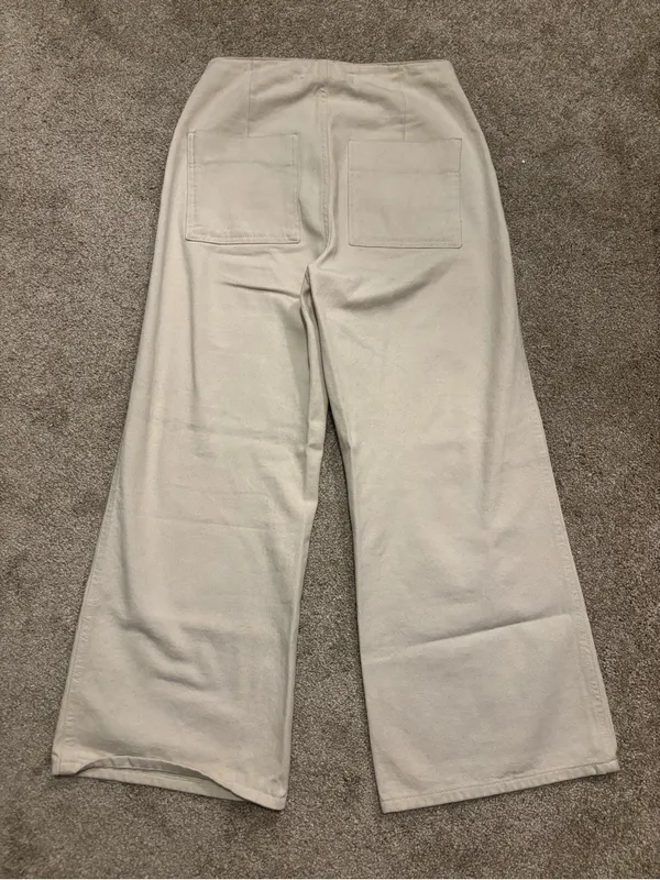 Zara Wide-Leg Cream Pants - Image 4
