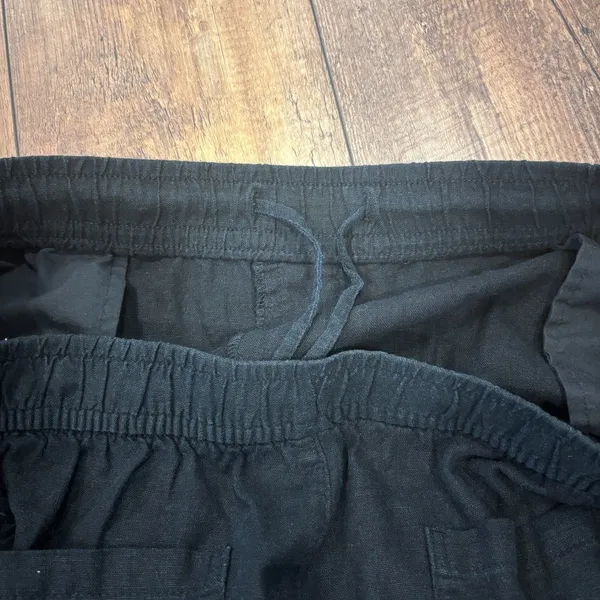 Old Navy High-Waisted Linen-Blend Wide-Leg Pants Black Summer Capsule Sz XL - Image 5