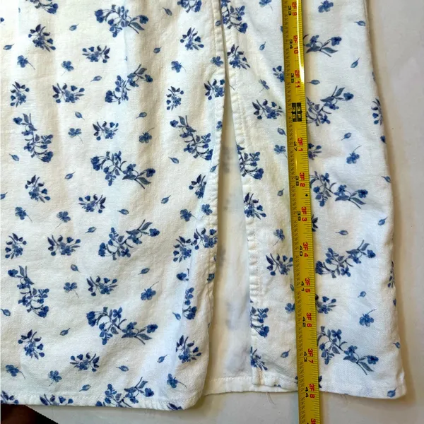 House of Harlow Linen Smocked Bodice Square Neck Floral Cottage Coquette Soft XS - Image 14