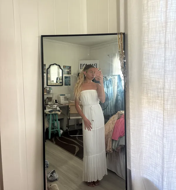 Strapless Long White Beach Dress Size XS - Image 5