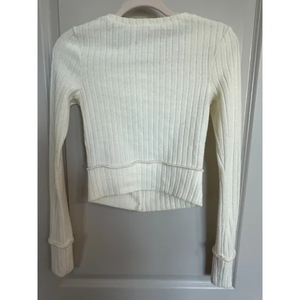 Urban Outfitters Out From Under Ivory Button Up Tight Cropped Sweater Women's Sz - Image 2