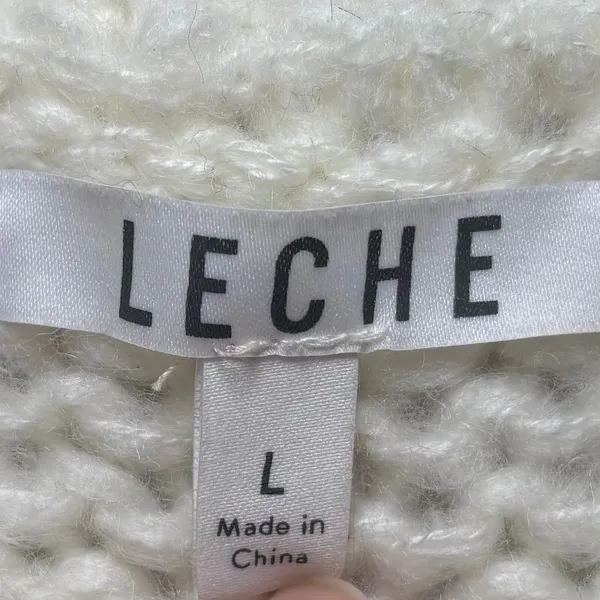 Leche Cream‎ Gold Striped Loose Knit Long Sleeve Sweater L Large Soft Preppy - Image 5