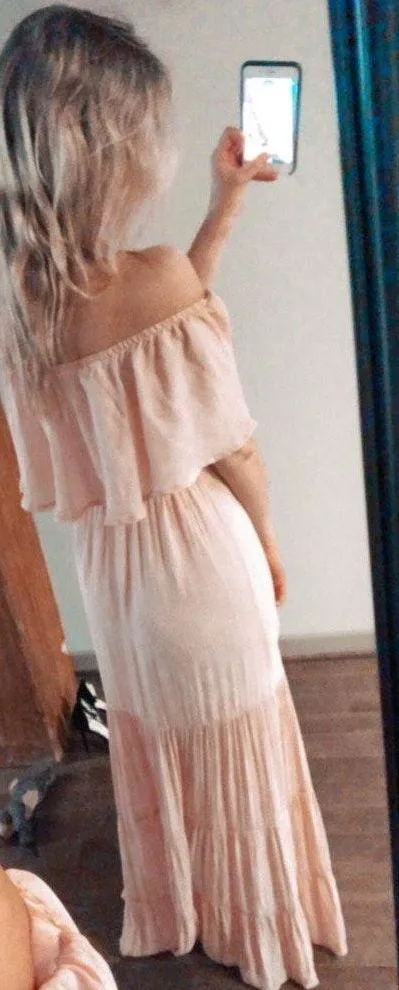 Forever 21 Pale Pink Off The Shoulder Maxi Dress - Image 3