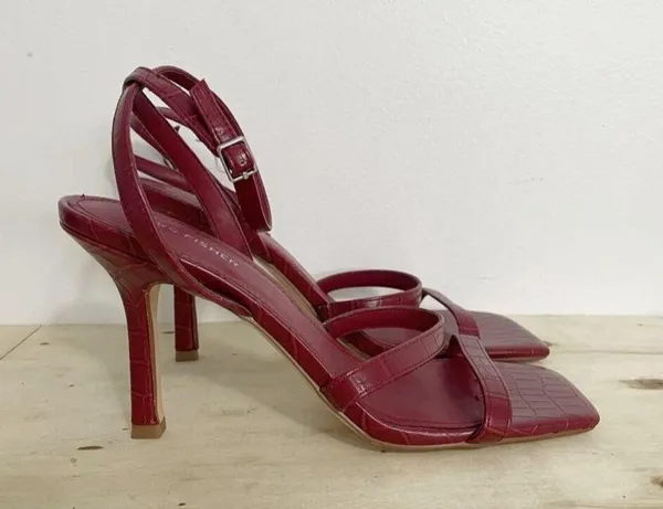 Marc Fisher Size 10 Block Toe Sandal Heel Strappy Stiletto Red Sexy - Image 4