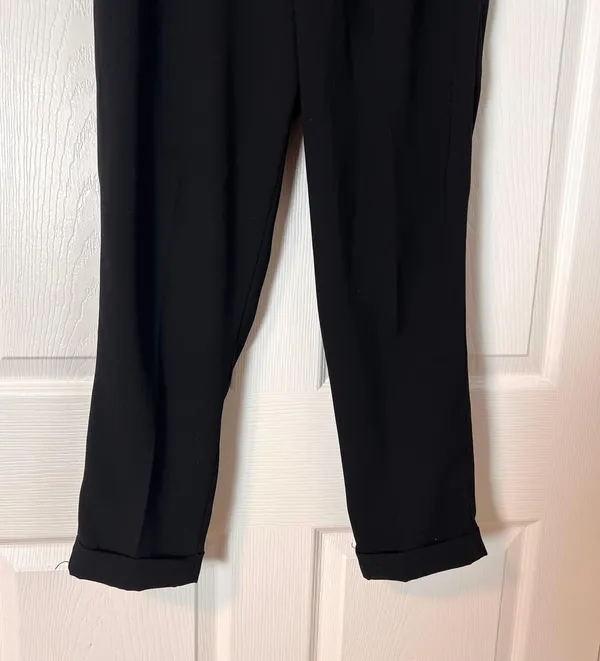 Woman Front Pleated Straight Ankle Cuffed Trouser Pants - Image 3