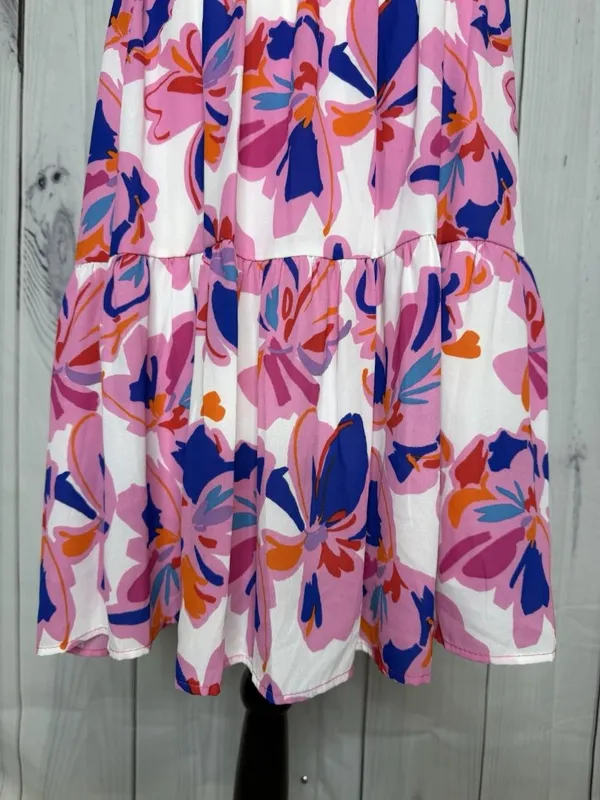 Adrienne Women’s Sz L Pastel Midi Dress Sleeveless Smocked Back - Image 3