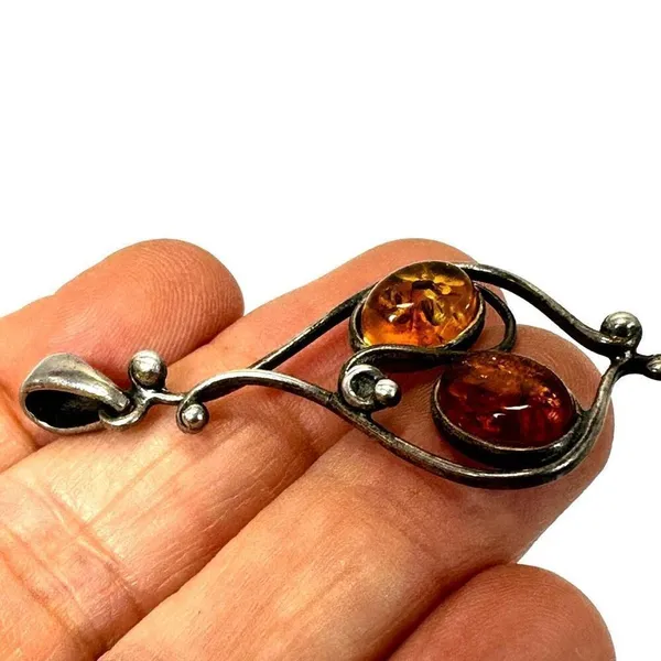 Sterling silver Baltic amber pendant Silver - Image 9