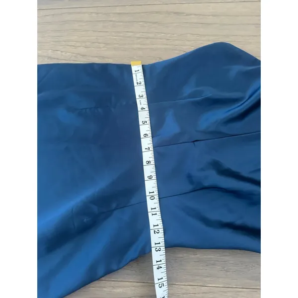 Lulus Blue Satin Halter Asymmetrical Midi Dress Size S - Image 14