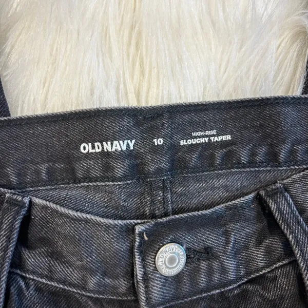 Old Navy High-Rise Slouchy Taper Jeans Womens 10 Washed Black Distressed Denim‎ - Image 2