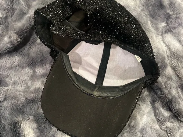 Women's Black Sparkle Straw Visor Cap - Image 2