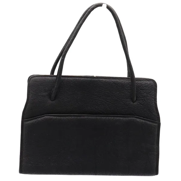 Unbranded Handbag Womens Medium Vintage Kiss Lock Satchel Black Pebbled Good - Image 3