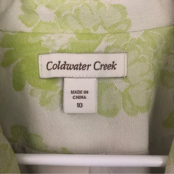 NWT Coldwater Creek Lime Floral Jacquard Blazer Jacket U21 - Image 6