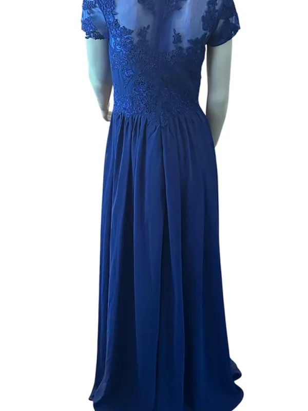 Gown Gallery Lace & Chiffon Mother of the Bride Dress Royal Blue Size 8 NWT - Image 4