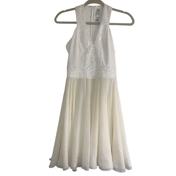 ✨Dress the Population Delani Racerback Sequin Ivory Sz XS Dress✨ - Image 6