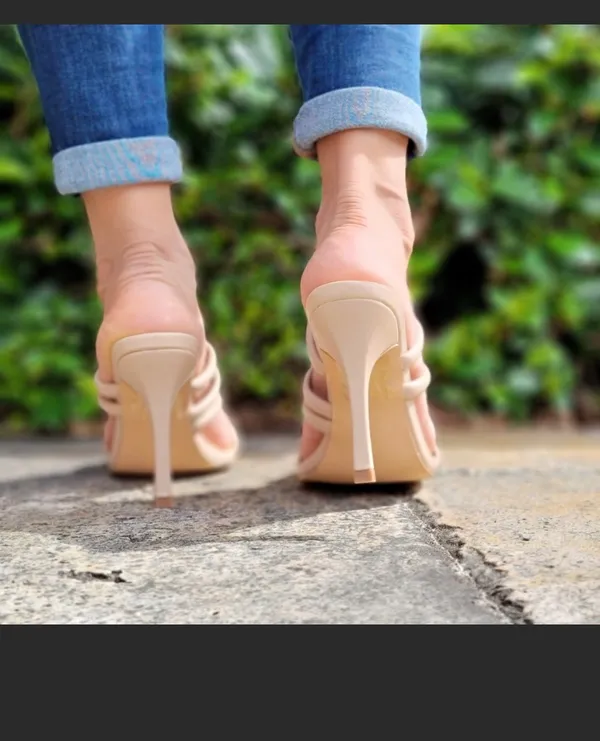 Nude Square Toe Padded Strappy Heel Sandals Tan Size 7.5 - Image 3