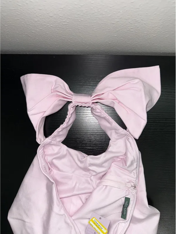 Wild Fable Light Pink Puff‑Bow Sleeve Mini Dress – Size L, NWT - Image 3
