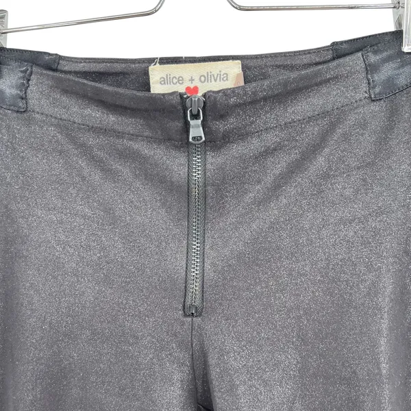Alice + Olivia x Scoop Zip‎ Front Leggings Pants Low Rise Coated Shiny Black 0 - Image 4