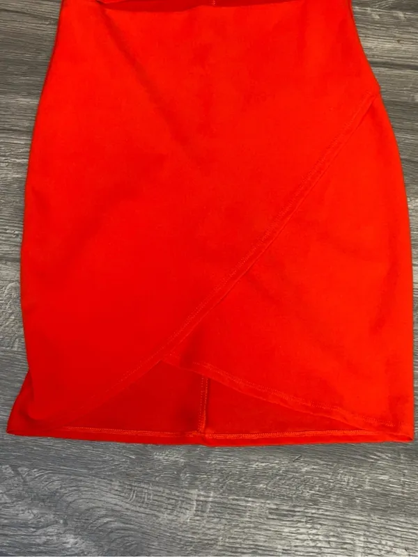 Lulus Red Bodycon Mini Dress Spaghetti Strap Wrap Hem Size M - Image 4
