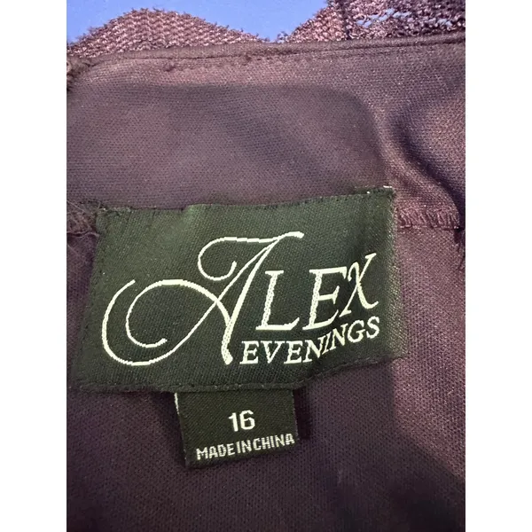 Alex Evenings Gown Formal Dress‎ Women 16 Purple Sequin Lace Satin Elegant - Image 5