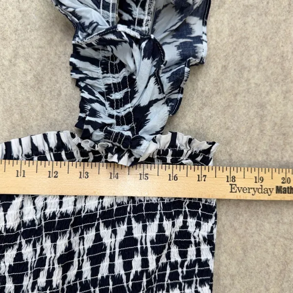 LOFT Beach Jumpsuit Women XL Petite Blue White Ikat Boho Coastal Summer Wide Leg - Image 6