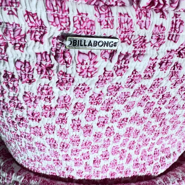 Billabong Pink Floral Smocked Strapless Top – Size S - Image 2