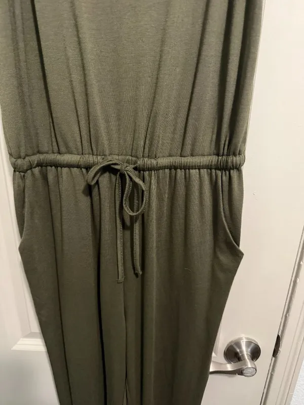 Women Summer Casual Sleeveless Loose Tank Jumpsuit Romper Olive Army Green Med - Image 2