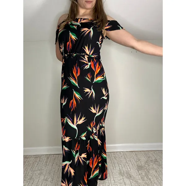 Mossimo Black Tropical Floral Birds of Paradise Dress - Image 2