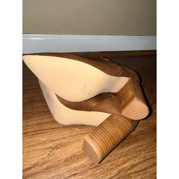 Lulus Brown Faux Suede Pointed Toe Slouchy Block Heel Boots Women 8 Western Boho - Image 7