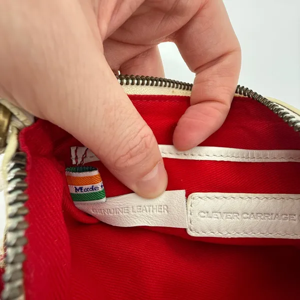 Clever Carriage Company Cross Stitch Rose Leather‎ Crossbody Purse White Blue - Image 9