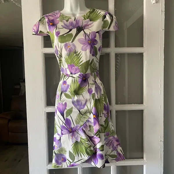 Alice‎ + Olivia Kirby Faux-Wrap Floral Flounce Dress - Image 8