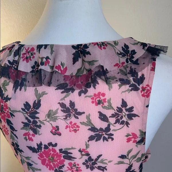 Anthropologie’s Maeve New Tie Front Floral Ruffle Lace V-Neck Pink Women's Top - Image 6