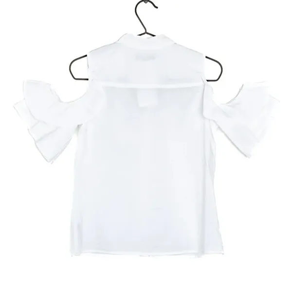 Abercrombie & Fitch Cut Out Shoulder White Button Down Cotton Top(Size Medium) - Image 2