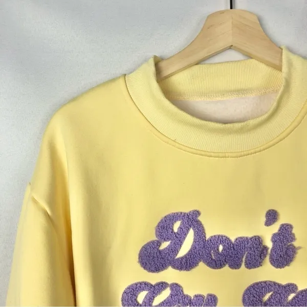 Boutique Don't Kill My Vibe Yellow‎ Pullover Sweatshirt M - Image 4