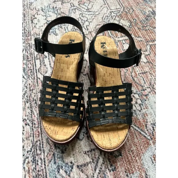 Kork-Ease NWT Marley Black Woven Leather Ankle-Strap Wedge Size 9 - Image 4
