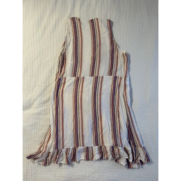 Rails Madison Ruffle Tie Wrap Mini Dress Jewel Stripe Metallic Size Large - Image 5